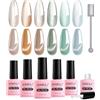 AIMEILI Smalto Cat Eye Semipermanente per Unghie Set Smalto Magnetico in Gel Lampada UV LED Unghie Nail Polish Gift Set 61, 6x8ML