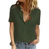 Yuson Girl Camicia Donna Camicetta Donna Manica Corta Cotone da Donna Blusa Maglietta Elegante con Scollo a V Casual Camicie Abbottonate Top Tinta Unita Estive Shirt Classico Maglia(Verde, M)