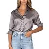Genérico Camicia da donna in raso, beige, M