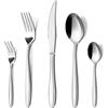 Hunnycook Set di 30 posate in acciaio inox per 6 persone, con manico a righe, set di posate elegante con coltello, forchetta, cucchiaio per casa, ristorante, festa, per feste