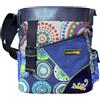 Macha Borsa in cotone etnico con stampe colorate e inserti in pelle, borsa a tracolla in cotone e pelle per donna Etnica indiana colorata (Blu)