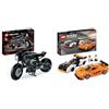 LEGO 42155 Technic THE BATMAN - BATCYCLE, Moto Giocattolo da Collezione & 76918 Speed Champions McLaren Solus GT & McLaren F1 LM