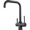 PLUSSEN 3 Vie Rubinetto Cucina Molla con Spirale e Doccetta Tira fuori estraibile per I Sistemi Osmosi Filtro L'acqua Acqua, Miscelatore Monoleva Monocomando per Lavello potabile (CFJS01-BK)
