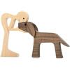 Jognee Statua in legno fatta a mano, ornamento intagliato in legno a forma di cucciolo, regalo che scalda il cuore per gli amanti dei cani, statuetta artigianale in legno piccole decorazioni per casa