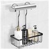 Pickpiff Mensola da Doccia Appendibile, Nera, per Shampoo e Bagno, in Acciaio Inox, Senza Foratura, Organizer da Bagno, 30 x 13 x 37,5 cm