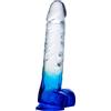 bsqipsd Grande Dildo Realistico in Silicone di Deluxe Amante con a Forte Ventosa - Dildo anale con Asta Curva e Palline - Toys Sesso per Lei - 24.5cm Blu Trasparente