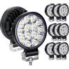 RIGIDON 10x mini faro da lavoro led 3.2 pollici 42W rotondo spot luci led | fari di profondità, barra fuoristrada, per auto trattore escavatore camion SUV ATV 4x4 barca, 12V 24V, 6000K, impermeabile