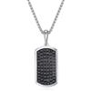 GAVU Collana da Uomo in Acciaio Inox con Ciondolo Dog Tag con Zirconi Neri 50cm