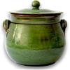 Colì, Pentola Bombata in Terracotta con Coperchio, Pentola Artigianale, Verde Terre Antiche, Diametro 16 cm