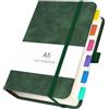 Yarotm Quaderno A5 Quadretti - Taccuino Appunti a Quadretti 5mm - 14x21cm Blocco Appunti Notebook Quaderno 180 Fogli - 100g Carta Quaderno Appunti Copertina Rigida Diari Block Notes, Verde