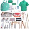 Atoylink Valigetta Dottore Bambini, Kit Dottore Dentista Giochi di legno con Stetoscopio reale, Costume da dottore, Bambola dei denti, Kit Medico Giocattolo Gioco di Ruolo Regalo per Bambini Bambina