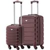 Flight Knight Suitcase Set di 2 bagagli leggeri a 4 ruote ABS Cabin Carry On Hand - Ryanair Dimensioni massime per cabina sopraelevata e bagaglio a mano sotto il sedile - 55x40x20cm e 40x20x25cm