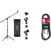 CAHAYA Asta a Giraffa per Microfono con 2 Diversi Clip Supporto & Stagg SMC6XP Cavo Microfonico di Alta Qualità XLRf to Jack, 6 m, Nero