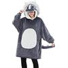 dressfan Triceratops, coperta portatile in microfibra e Sherpa, maglione da soffitto per Halloween, carnevale, dinosauro, calda coperta morbida con maniche e cappuccio per uomo e donna, grigio.,
