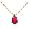namana Collana con Ciondolo Rosso Rubino in Oro per Donna e Ragazza, Graziosa Collana Rossa in Argento Sterling 925 Placcato Oro con una Pietra a Forma di Pera, Collana Oro con Confezione Regalo