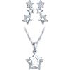 CPSLOVE Collane e Orecchini con stella da donna, Parure di gioielli in argento 925, Collana ciondolo stella, Catena da 45cm, Orecchini a stella, Zircone intarsiato, Argento