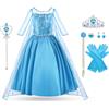 Vicloon Elsa Costume, Set da Principessa Elsa Corona Bacchetta Guanti Treccia, Ragazze Elsas Principessa delle Neve Abiti Partito Vestito Costume