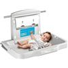 modunful Fasciatoio Bambini da Parete, Pieghevole Fasciatoio Commerciale Orizzontale 85 x 59 cm a Muro, in HDPE per Pannolini con Cinghia di Sicurezza Regolabile, Conforme CPC, Bianco Grigio