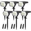 oditton Luci Solari da Esterno, Lampioni Solari da Giardino 108LED IP65 Impermeabile, Dark Sensing Auto On/Off, 4 Modalità, Luce per Via Solare per Esterni per Cortile, Vialetto, Alberi(6 Pezzi)