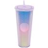 Floatdream Bicchiere Riutilizzabile in Plastica a Doppia Parete da 710 ml Con Cannuccia e Coperchio, Adatto per Frullati, Caffè, Succhi e Altre Bevande Fredde