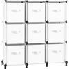 SONGMICS Scaffale Componibile a Cubi con Scatole Portaoggetti di Tessuto, Armadio Modulare a 9 Scomparti, Personalizzabile, Espandibile, Camera da Letto, Bianco Nuvola LPC092W01