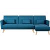 CONCEPT USINE Divano angolare convertibile scandinavo a 4 posti | Grace Bleu Duck | Divano reversibile moderno, elegante e pratico, finitura in legno e linee lavate | Dimensioni: 267 x 151 x 90 cm