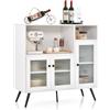 KOMFOTTEU Credenza Cucina con 3 Ante e 2 Scomparti, Mobiletto Multioso Moderno in Legno, Ferro e Vetro Temprato, Mobile Portaoggetti per Sala da Pranzo, Soggiorno, Cucina, 100 x 40 x 100 cm (Bianco)