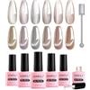 AIMEILI Smalto Cat Eye Semipermanente per Unghie Set Smalto Magnetico in Gel Lampada UV LED Unghie Nail Polish Gift Set 58, 6x8ML
