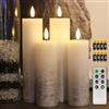 Fanna Set di 4 Candele Pilastro LED a Pile con Effetto Ombré Argento, Natale Decorazione luminosa Uso Interno - D 5cm