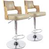 Menzzo Russel Quercia set di 2 sedie di bar poliuretano chiaro/crema 46 x 44 x 88 cm