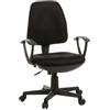 HJH Office 666000 Sedia da ufficio/Sedia girevole CITY 10 tessuto nero, ideale sedia da ufficio per casa, imbottitura spessa, schienale regolabile, braccioli fissi, schienale ergonomico