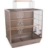 Flamingo Gabbia per uccelli - Voliera - Ibis Taupe - 78×48×81,5 cm - 4 posatoi in legno, 2 mangiatoie, più porte, apertura sul tetto, doppi cassetti estraibili