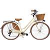 Cicli Tessari - bicicletta da donna bici da città city bike da passeggio 28'' con cambio vintage retro' beige cesto vimini