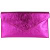 Girly Handbags Pochette da donna in pelle italiana metallizzata brillante, Fucsia, Medium