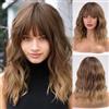 HAIRCUBE Breve Charming Bob con Bangs Parrucche per la Donna Natura Resistente al calore Fibra sintetica Partito/Cosplay/Costume/Parrucca quotidiana (Ombre Brown Bionde)