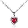 namana Collana Donna Argento con Ciondolo Cuore Rosso Rubino con una Pietra Rossa, Collana Argento 925 per Donna e Ragazza con Zirconi, Collana Cuore Rosso, Collana Rossa con Ciondolo Cuore
