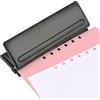 BATINO Perforatore 6 Fori Regolabile Bucafogli 6 Fori Perforatrice Fogli da Scrivania Nero Punzonatrice Diary Punch Bucatrice Foro Metallo per 7 Fogli di Carta A4 A5 A6 B7 per Rilegatura in Ufficio