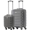 Flight Knight Suitcase Set di 2 bagagli leggeri a 4 ruote ABS Cabin Carry On Hand - Ryanair Dimensioni massime per cabina sopraelevata e bagaglio a mano sotto il sedile - 55x40x20cm e 40x20x25cm