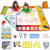 Meimii - Tappeto Magico 2 Lati 120x90cm Con Accessori, Giochi Educativi e Didattici, Giocattolo per Disegni, Acqua, Bambini 3 anni, Doodle Idea Regalo Design Registrato