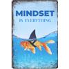 GLOBLELAND Targa in Metallo Vintage Poster Retrò Mindset Is Everything - Decorativa da Parete 8×12 Pollici per Casa, Cucina, Bar, Caffetteria, Club