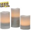 Rhytsing Set di 3 Grigio Candele di Led Natale con Timer, Batterie Incluse, H 10 cm / 12,5 cm / 15 cm