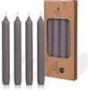 COMFORDER Set di 4 candele da tavola in tinta unita + a coste, 20 cm, durata 7 ore (grigio)