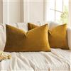 MIULEE Copricuscini Divano Camera da Letto Cuscini Arredo Fodere Arredamento Casa Federe Moderni Elegante Morbido Resistente in Velluto con la Cerniera Invisibile 2 Pezzi 30X50 CM Giallo Senape