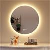 STARLEAD Specchio-Bagno-con-Luce e Bluetooth 60cm, Specchio-Rotondo-Bagno-LED con Antifog, Dimmerabile, 3 Colori Luce, Memoria, IP44, HD Vetro Temperato