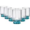 Bormioli Rocco Rocco Bormioli Bormioli Rocco Florian Set 6 Bicchieri in Vetro, Piede Blu, Rocks, 30cl
