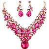 Clearine Donna Parure gioielli-Boemo Boho lacrima Marquise Farfalla Filigrana Collana Ciondola gli orecchini Set Fucsia Oro-fondo