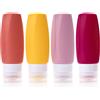 LUFEVRM Bottiglie da viaggio 90ml in silicone,4pcs prova di perdite ricaricabili portatili accessori vuoti contenitori da viaggio per lozione,shampoo,balsamo,liquidi,senza BPA (Rosa Rossa)