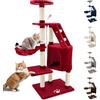 Beltom® TIRAGRAFFI PER GATTO 120 CM GIOCO PARCO GIOCHI CUCCIA GATTI GRAFFIATOIO SISAL ALBERO CUCCE TIRA GRAFFIO PALESTRA - Rosso-Vino
