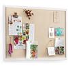 Emfogoo Bacheca in Sughero, Bacheca da Parete 60x45cm, Lavagna Sughero con 20 Puntine, Bordo in Legno, Adatto per Ufficio, Scuola, Decorazione Murale, Decorazione d'interni (Bianco)