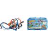 Hot Wheels, Pista Hot Wheels Schianti Rotanti con Propulsori Motorizzati, Giocattolo per Bambini 5+ Anni, FTB65 & Track Builder Salto della Fossa Tossica, set con 1 macchinina e 10 pezzi di pista